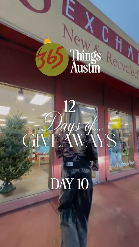 Instagram post by @365thingsaustin for Depop. Caption reads: 🎁 12 DAYS OF GIVEAWAYS 🎁
Thrift With Me Styling....