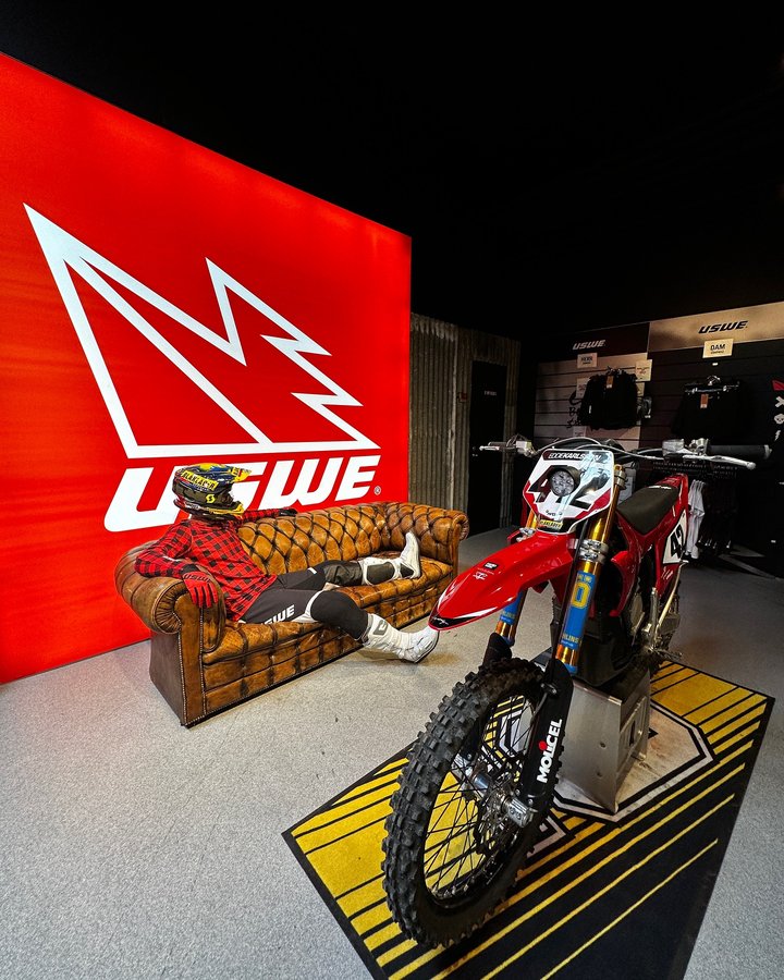 Instagram post by @eddiekarlsson42 for USWE. Caption reads: [...] thanks to working partners and sponsors....