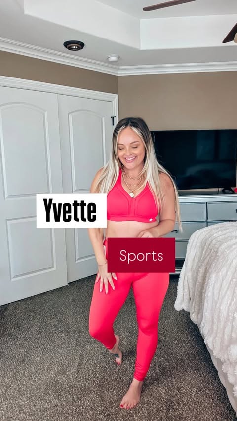 Instagram post by @sarahshawyall for Yvette. Caption reads: Where comfort meets performance. 🤍💪....