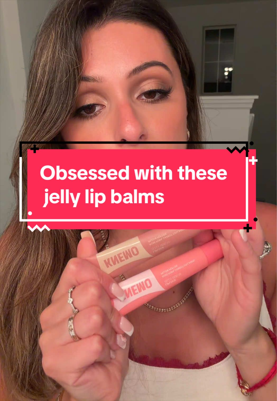 TikTok post by @christian_and_maria for Knemo Beauty. Caption reads: This is not your regular lip balm, my lips have....
