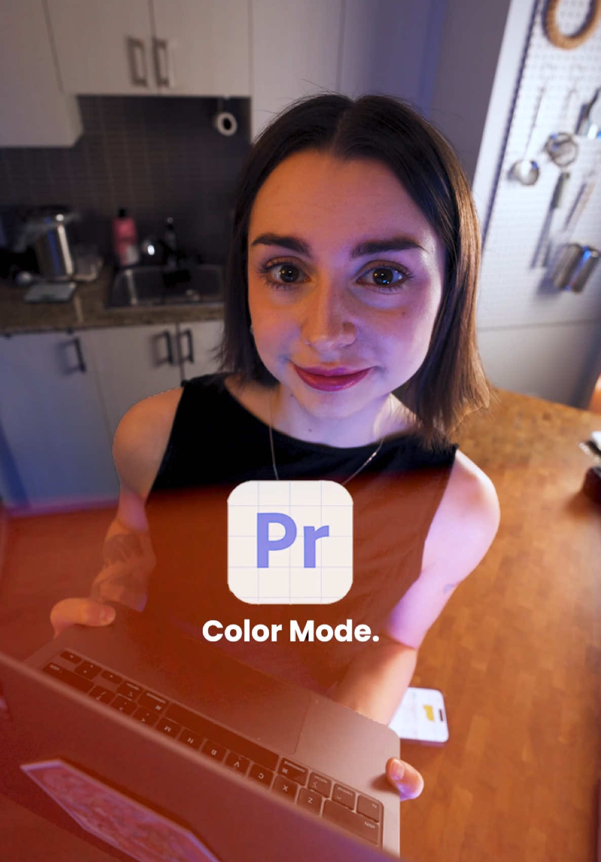 TikTok post by @elanneboake for Adobe Video. Caption reads: [...] editing world just got an upgrade! @Adobe....