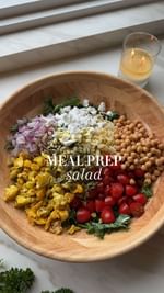 Instagram post by @healthygirlkitchen for Mezzetta. Caption reads: Save this MEAL PREP KALE ORZO SALAD (makes 4....