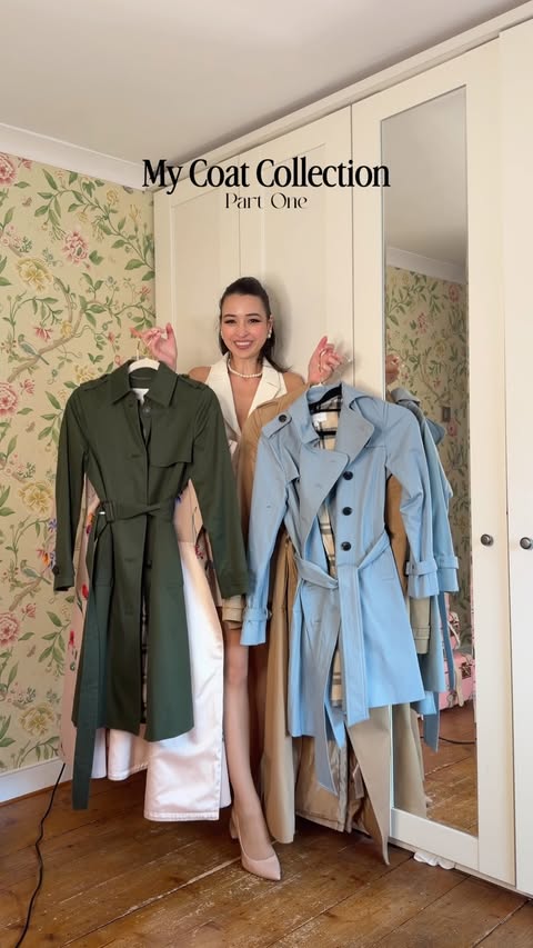 Instagram post by @hellomissjordan for Karen Millen. Caption reads: My Coat Collection 🧥 Part One - Trench Coats!....