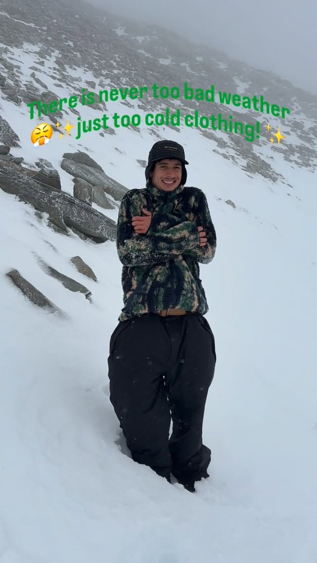 Instagram post by @jaylungo for Zalando. Caption reads: Stormy conditions on the glacier but nothing will....