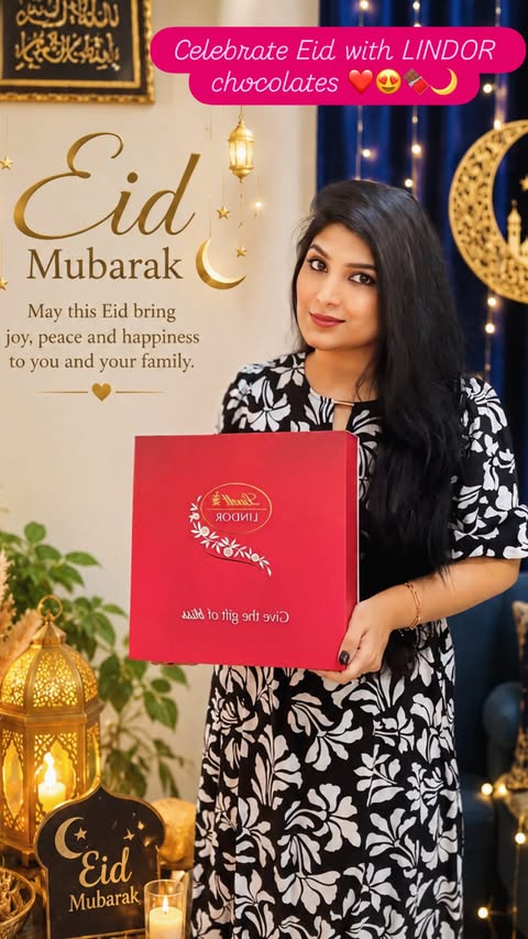 Instagram post by @thenaina_blog for Lindt. Caption reads: [...] 𝗳𝗼𝗿 𝘂𝗿 𝗹𝗼𝘃𝗲𝗱 𝗼𝗻𝗲𝘀 @lindtarabia....