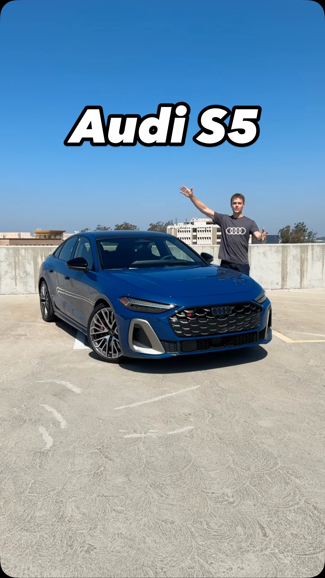 Instagram post by @drakemoschkau for Audi USA. Caption reads: Meet the new @audiusa S5! #audi #mercedes #bmw #s5....