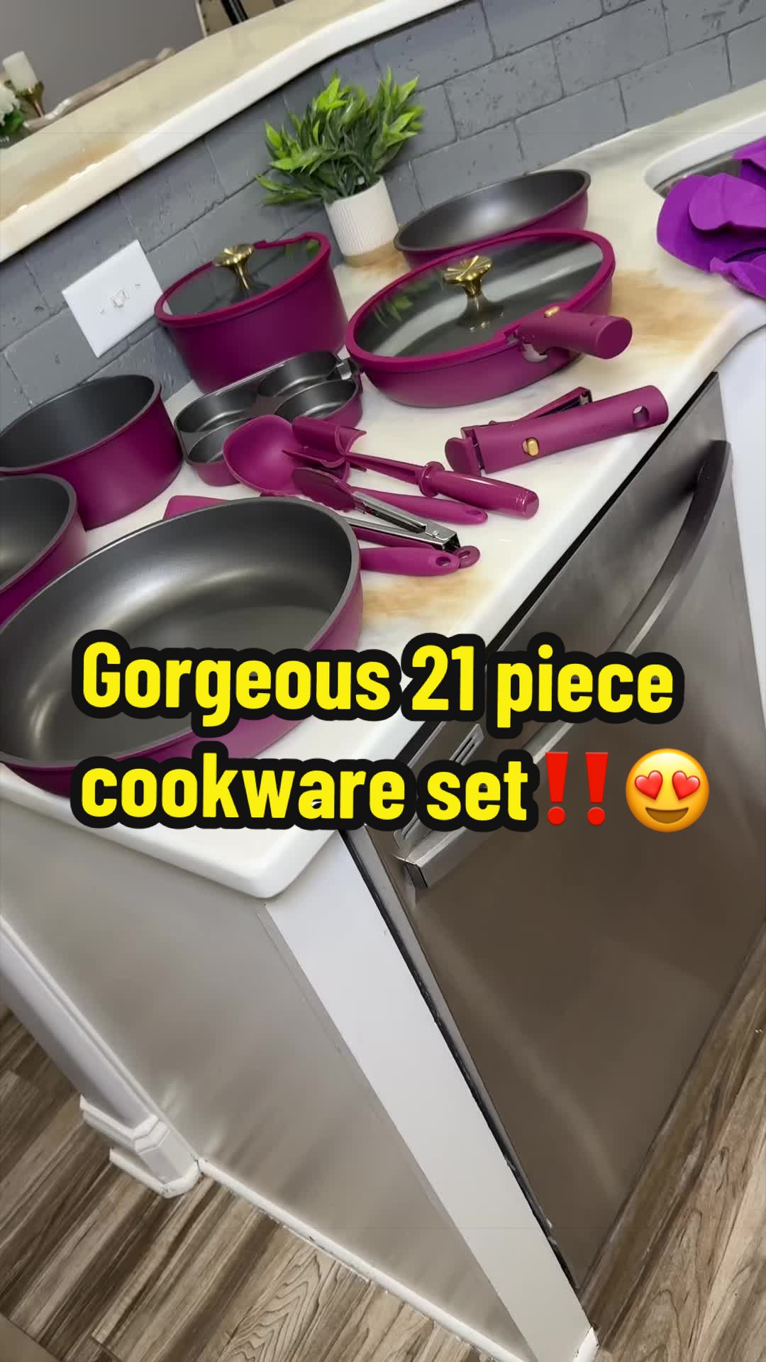 TikTok post by @mrs.goalchaser for Carote. Caption reads: CAROTE 21pcs Ceramic Cookware Set Nonstick with....