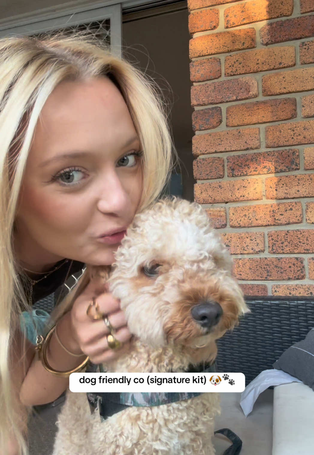 TikTok post by @brookespencerrrrr for Dog Friendly Co. Caption reads: she’s offically a dog mum @dogfriendlyco signature....