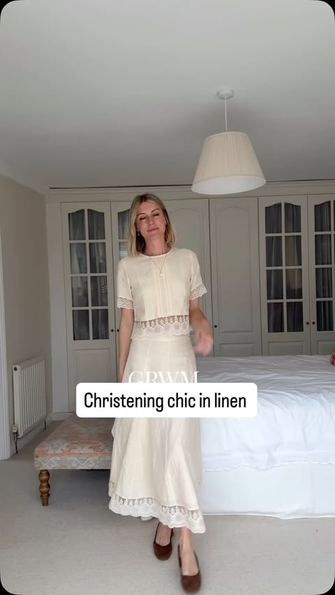 Instagram post by @claresdailyedit for Aspiga. Caption reads: [...] this linen combo kept me warm. Co ord....