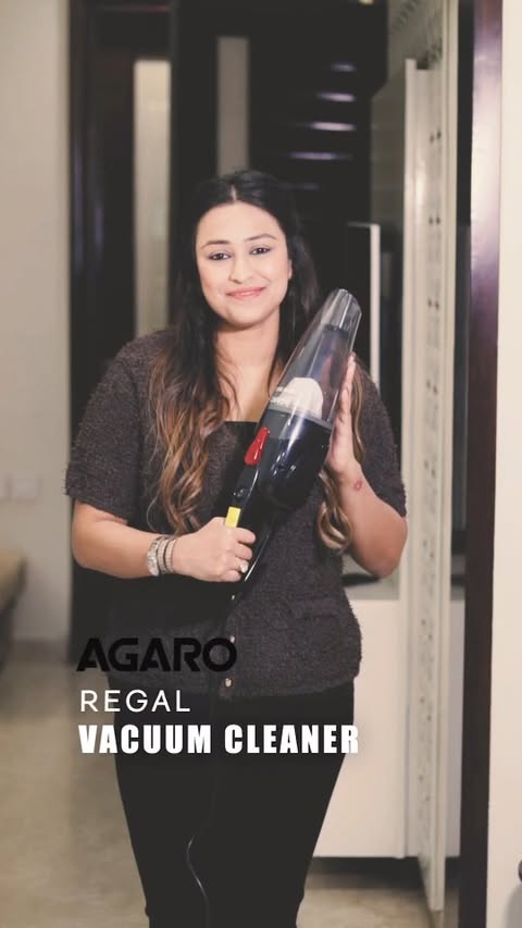 Instagram post by @cuddlesandcutlery for AGARO Lifestyle. Caption reads: Cleaning feels less like a chore and more like a....