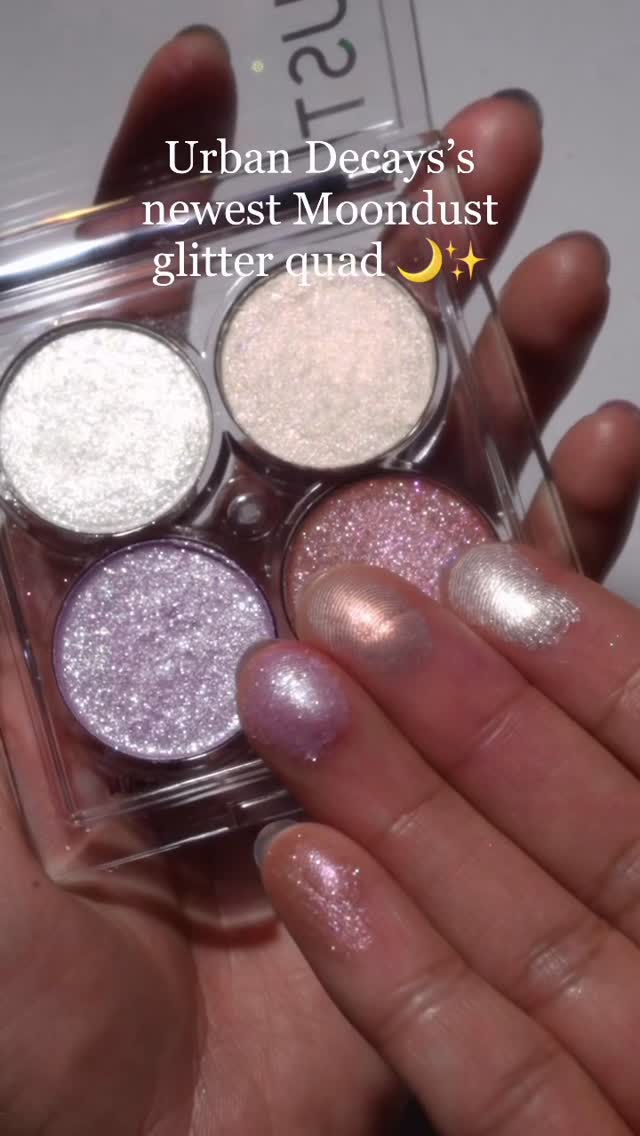 Instagram post by @glamsmitty for Urban Decay. Caption reads: Urban Decay’s newest Moondust glitter....