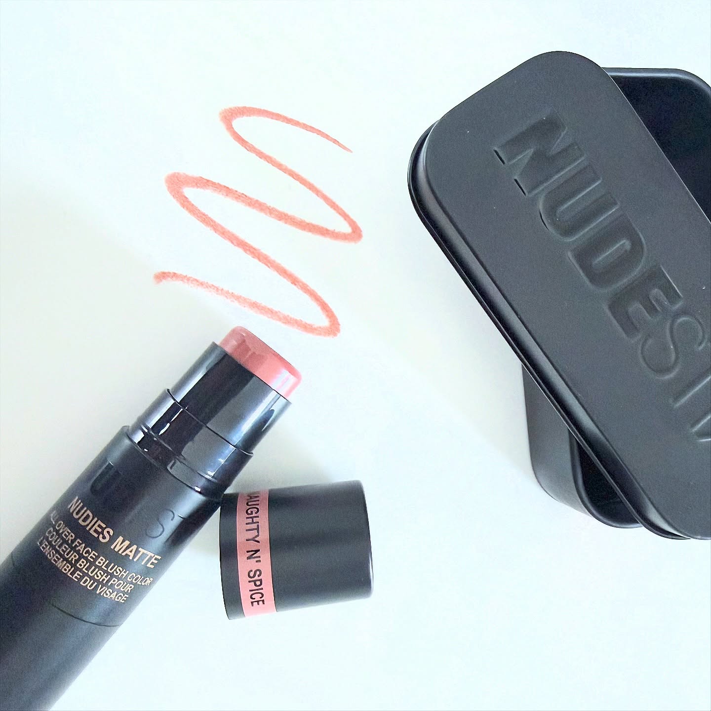 Instagram post by @ice_vanity for NUDESTIX. Caption reads: @nudestix #gifted Nudies Blush Stick Naughty n....