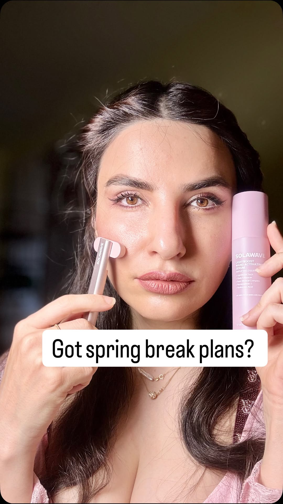 Instagram post by @sohalifestyle for Solawave. Caption reads: Got spring break plans? 
Pack some radiance in....
