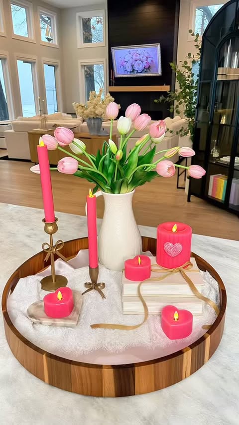 Instagram post by an influencer for Luminara. Caption reads: Valentines Centerpiece with Luminara. ✨Type YES....