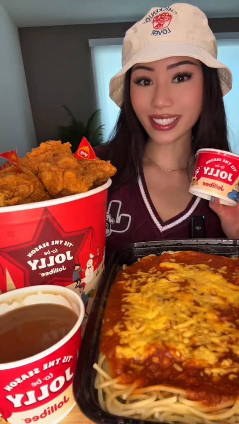 Instagram post by @alexiaeatsboba for Jollibee US. Caption reads: I’ve been craving @jollibeeus sooo bad 🔥this was....