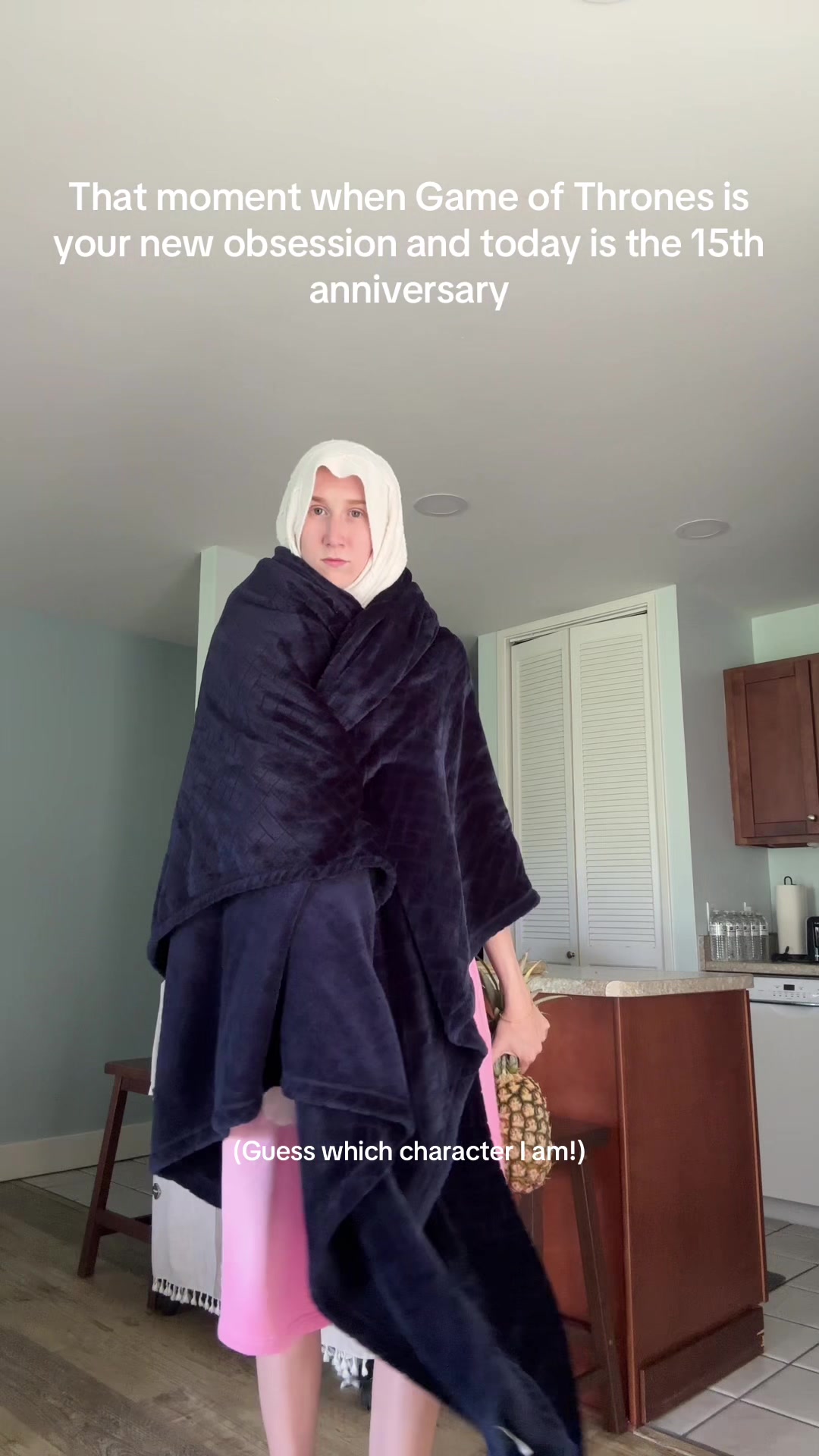 TikTok post by @realkatieb for Game of Thrones. Caption reads: What moments from @Game of Thrones should I react....