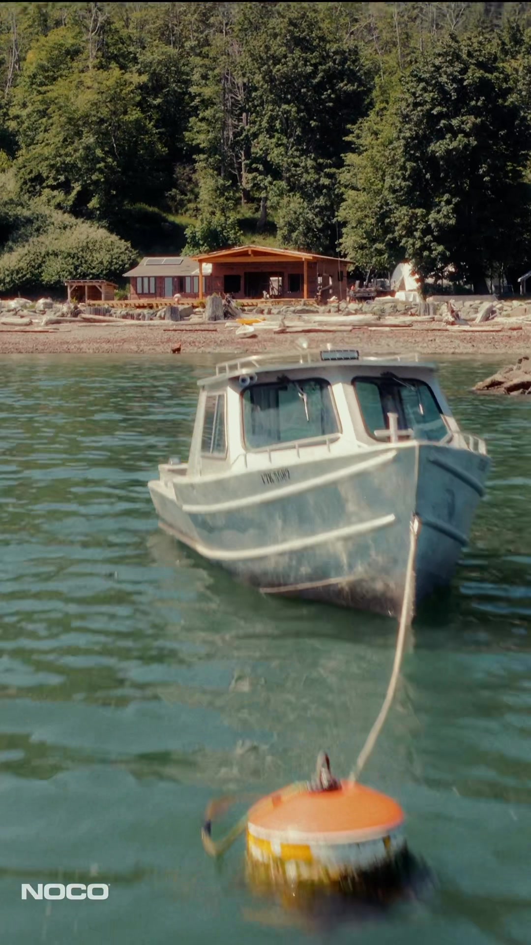 TikTok post by @noahparryy for Noco. Caption reads: @NOCO keeps our island cabin and boat setup [...].