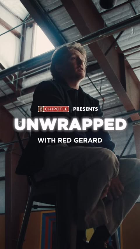 Instagram post by @redgerard for Chipotle. Caption reads: [...] winter routine, Snowboarding ➡️ eat....