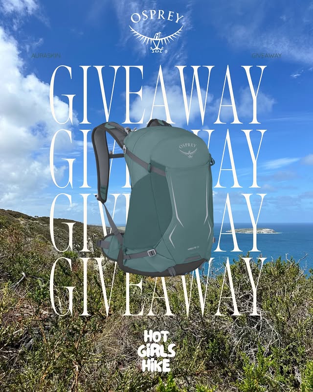 Instagram post by @hot.girls.hike for Osprey Packs. Caption reads: 🎒 GIVEAWAY CLOSED Congratulations @isobelsunshine....