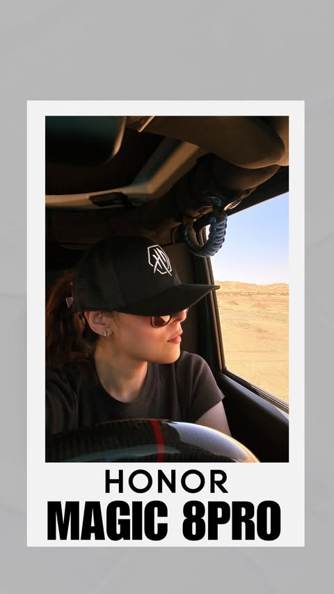 Instagram post by @rosh_o_rama for Honor. Caption reads: From dunes to drama, this phone from ....