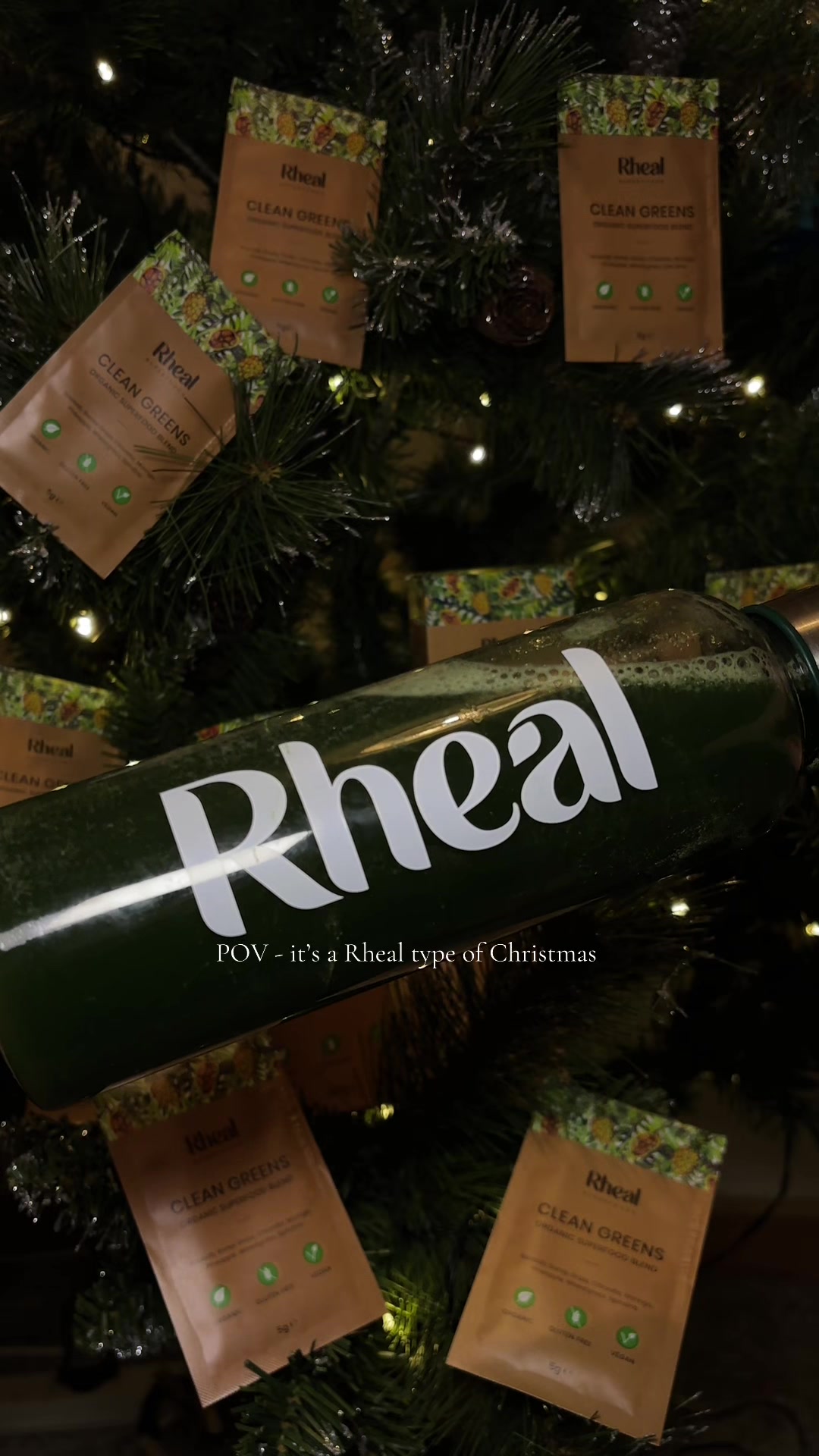 TikTok post by @abby.brewster for Rheal Superfoods. Caption reads: @Rheal Superfoods #rheal 💚.