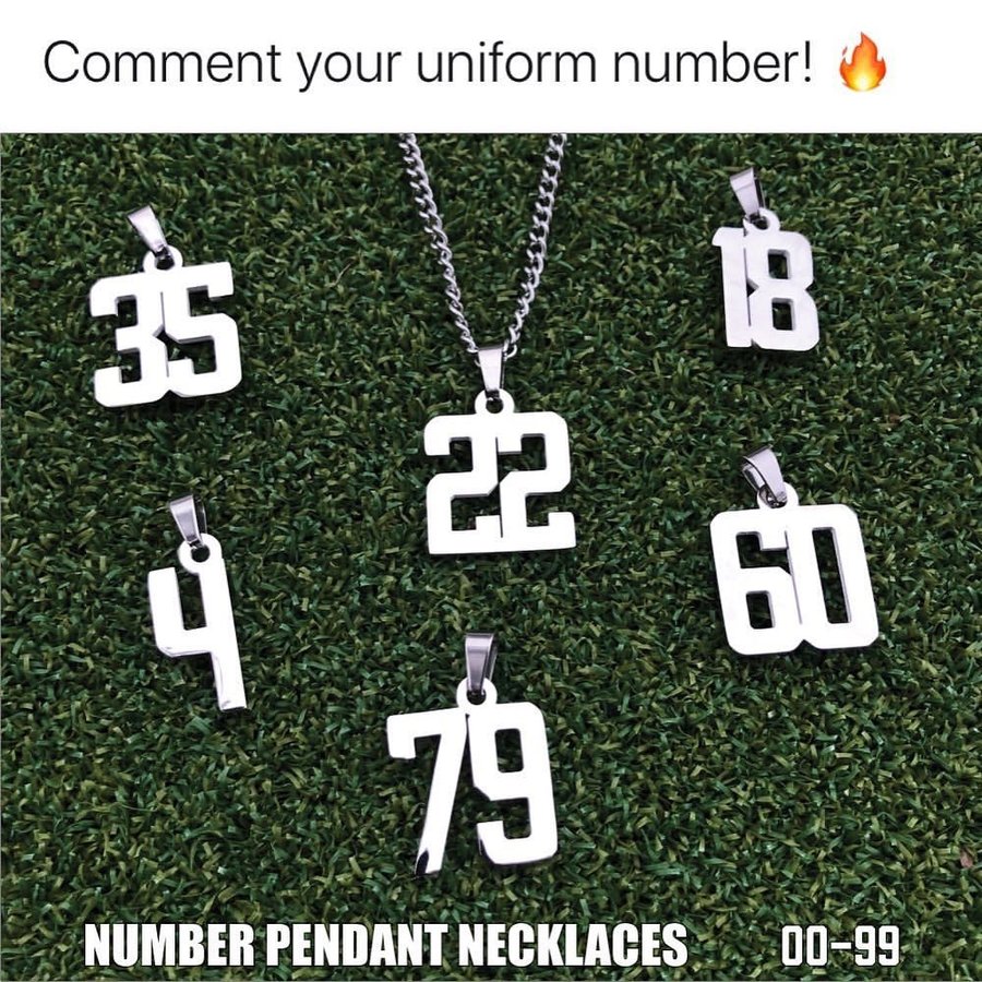 Instagram post by @hoopsnation for Elite Athletic Gear. Caption reads: @EliteAthleticGear’s Number Pendant Necklaces are....