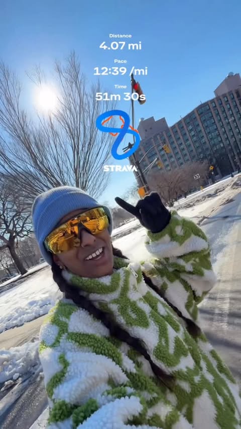 Instagram post by @chief_preeth for Oakley. Caption reads: Snowy NYC streets are no match for my @oakleymeta....