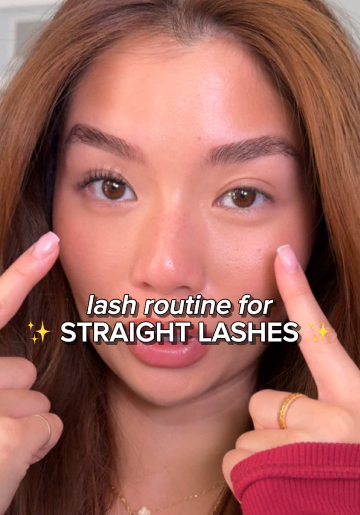 TikTok post by @asianndra for Urban Decay. Caption reads: LASH ROUTINE for STRAIGHT STUBBORN DOWNWARD....