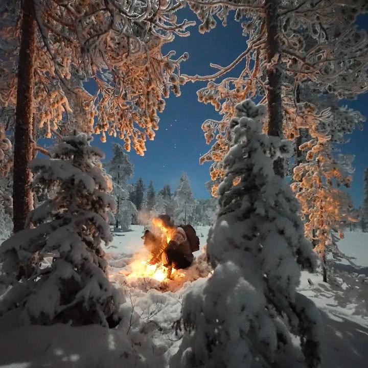 Instagram post by @petekarttunen for EARTH OFFICIAL. Caption reads: Moonlight and -27°C, the perfect combination last....