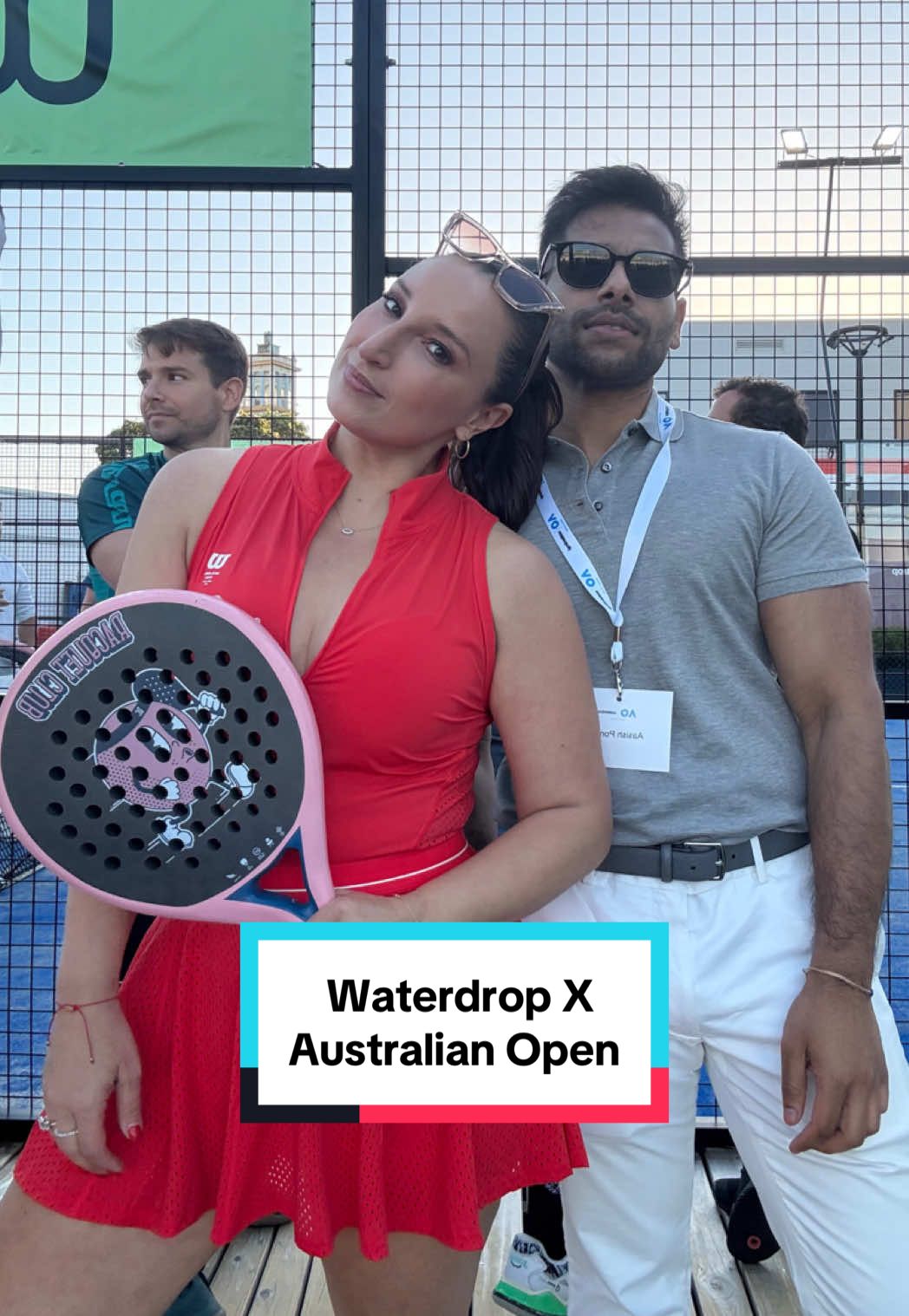 TikTok post by @annasimoneats for Waterdrop. Caption reads: [...] the Australian Open activation with....