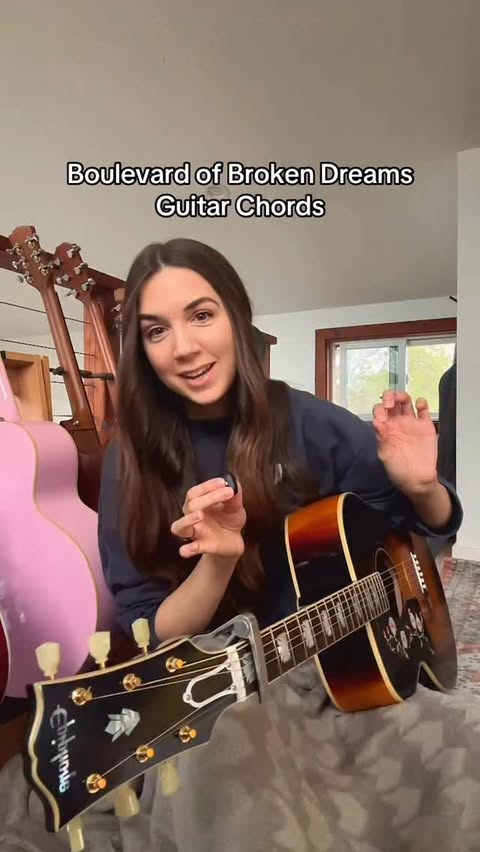 Instagram post by @guitargoddesstv for Gibson. Caption reads: Boulevard of Broken Dreams | Green Day Guitar....