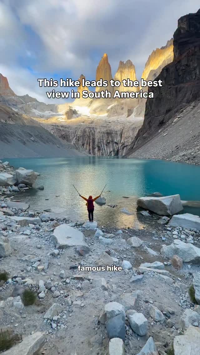 Instagram post by @_jkrow for Travel + Leisure. Caption reads: If there’s one hike that defines Patagonia, it’s....