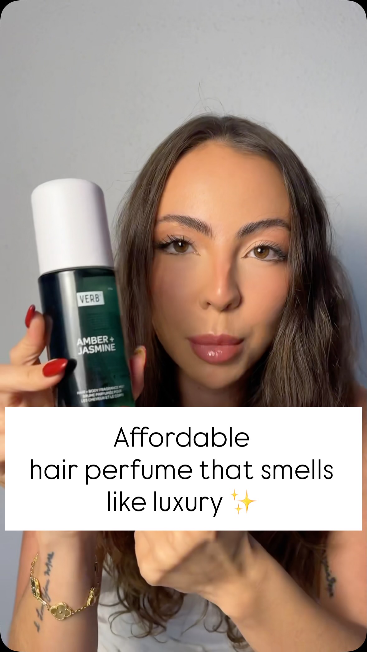 Instagram post by @perfumesiren for Verb Products. Caption reads: Leave a luxurious scent trail of warm amber &....