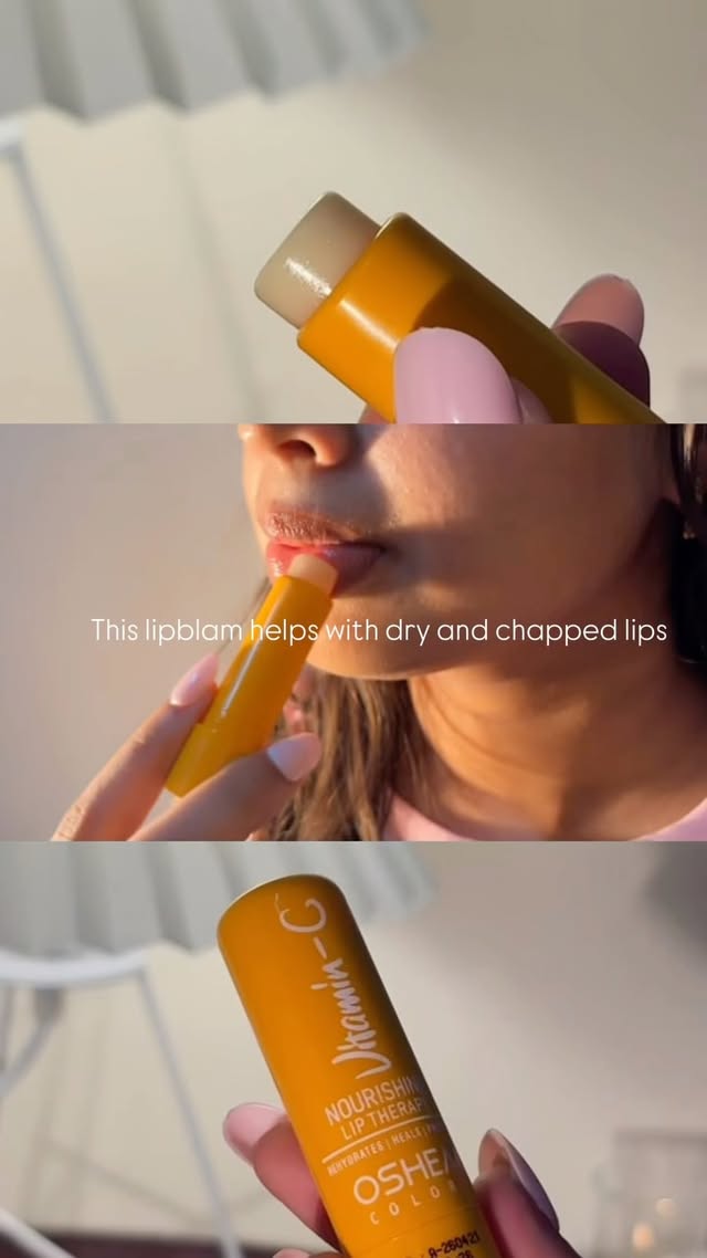 Instagram post by @hersheey.05 for Oshea Herbals. Caption reads: [...] ✨ Vitamin C Lip Therapy SPF 50. (oshea....