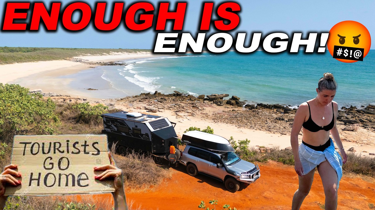 YouTube post by @SarahandKeelanTravels for iTechworld. Caption reads: [...] in our 4WD & Caravan: iTechworld 5% off all....