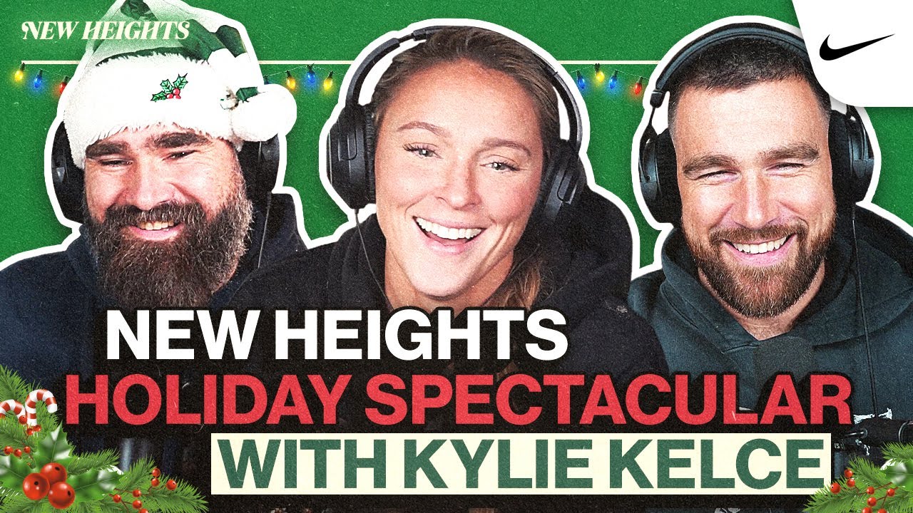 YouTube post by @newheightshow for Allstate. Caption reads: Kylie Kelce on Kid Meltdowns, Dude Gift Advice,....