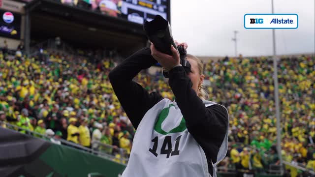 Instagram post by @oregonwbb for Allstate. Caption reads: [...] @goducks. On the Court presented by....