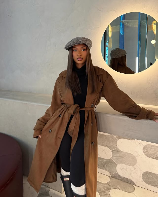 Instagram post by an influencer for REVOLVE. Caption reads: [...] and productive week ☕️ Jacket @revolve....