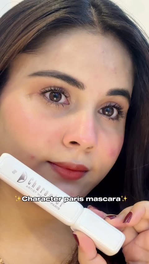 Instagram post by @vanshikaa.jain__ for Character Cosmetics. Caption reads: Regular mascaras can be such a mess to remove… but....