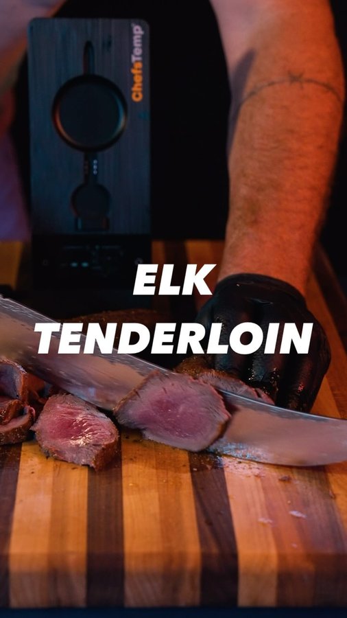 Instagram post by @steakchannel for Flavor God. Caption reads: GRILLED ELK TENDERLOIN WITH A SPICY HERB....