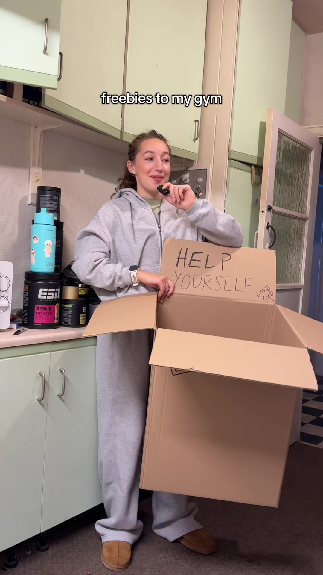 TikTok post by @sydgrows for Esn. Caption reads: giving gym supplements to my entire gym  @ESN -....