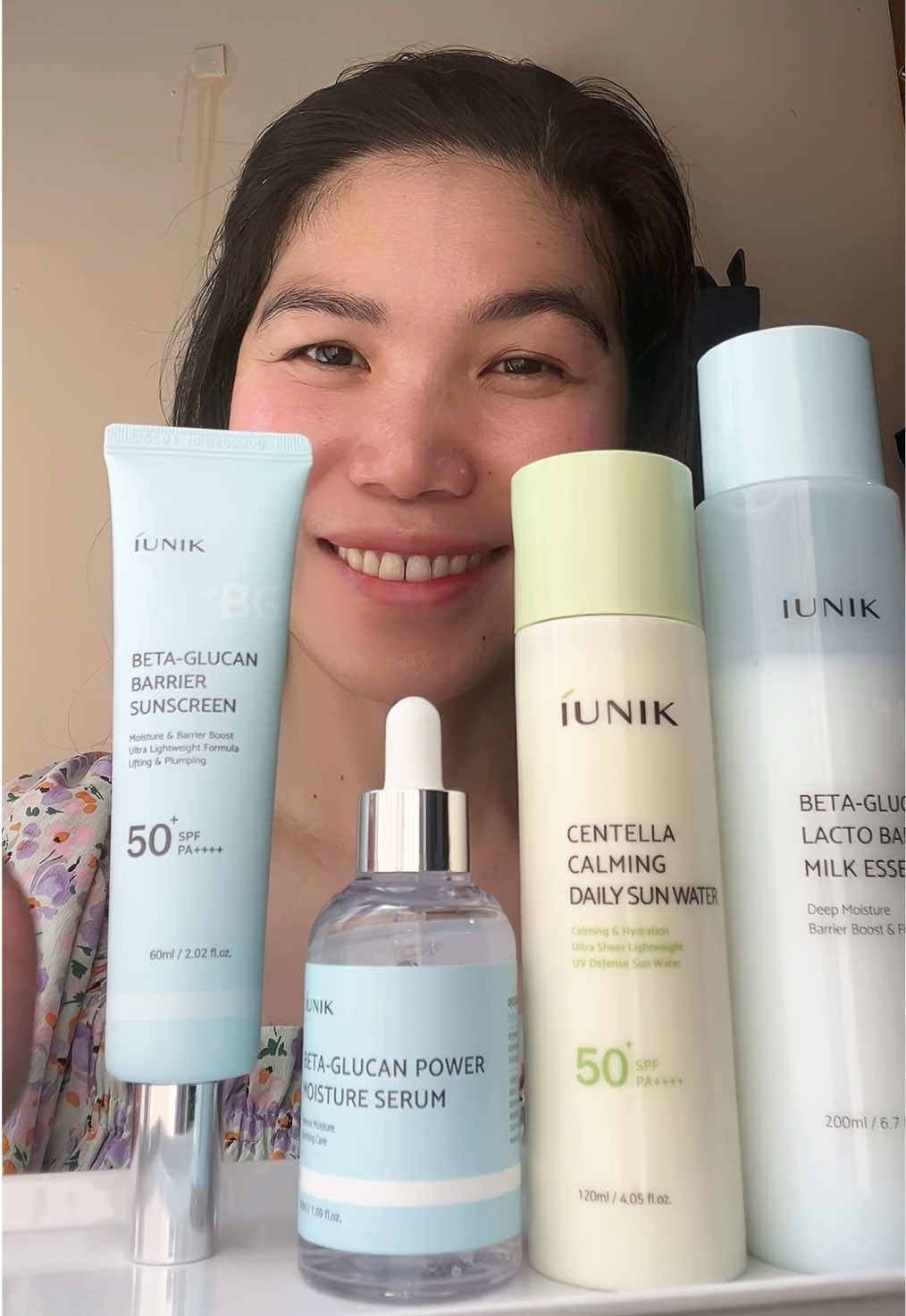 TikTok post by @whengreviews5 for IUNIK. Caption reads: My favorite morning routine..using @IUNIK products....