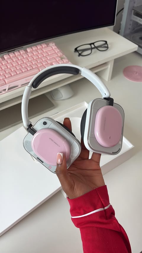 Instagram post by @isiomavlogs for nothing. Caption reads: [...] cutest pink headphones 🎀✨ thank you....