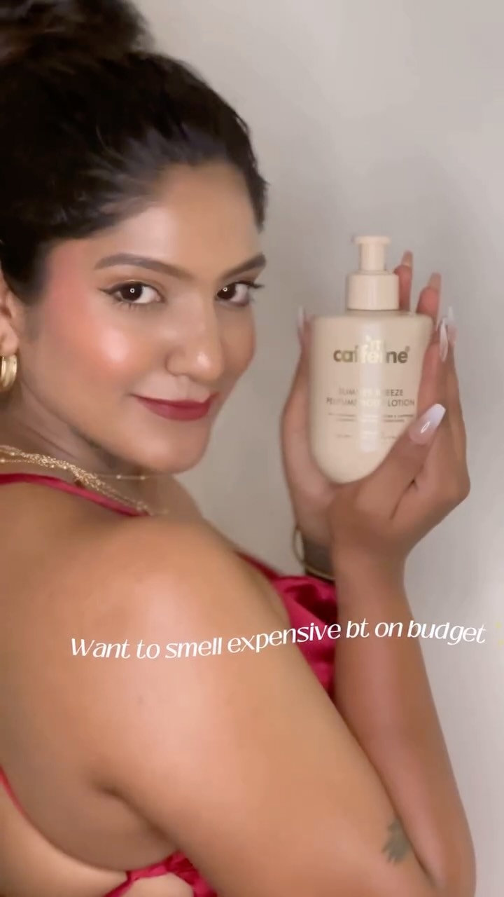 Instagram post by @anjaliinmotion_ for Mcaffeine. Caption reads: Soft, caffeinated, and glowing – my skin runs on....