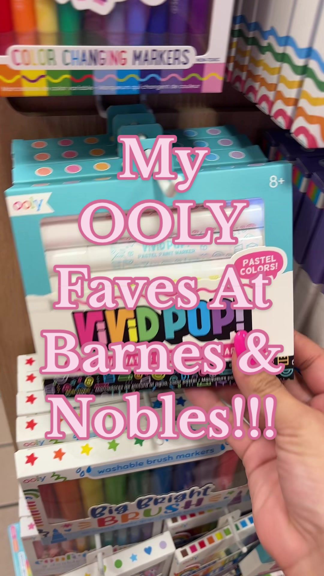 TikTok post by @teachwithmx.ram for OOLY. Caption reads: My OOLY favorites are now at Barnes & Noble! 🩷....