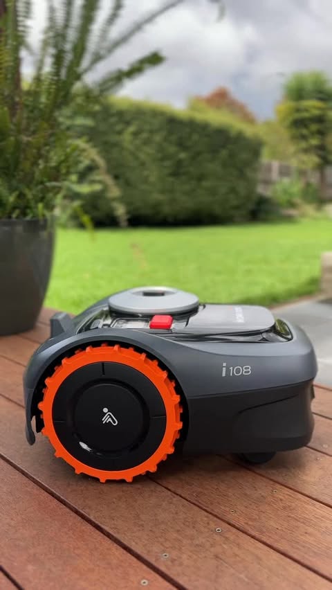 Instagram post by @loving.three for Segway Navimow. Caption reads: [...] has changed the game for us #gifted....