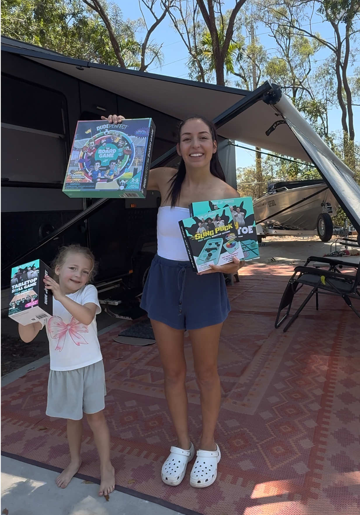 TikTok post by @nxtstop.falzonfamily for rebel sport. Caption reads: [...] a family are great!  #ad #dudeperfect....