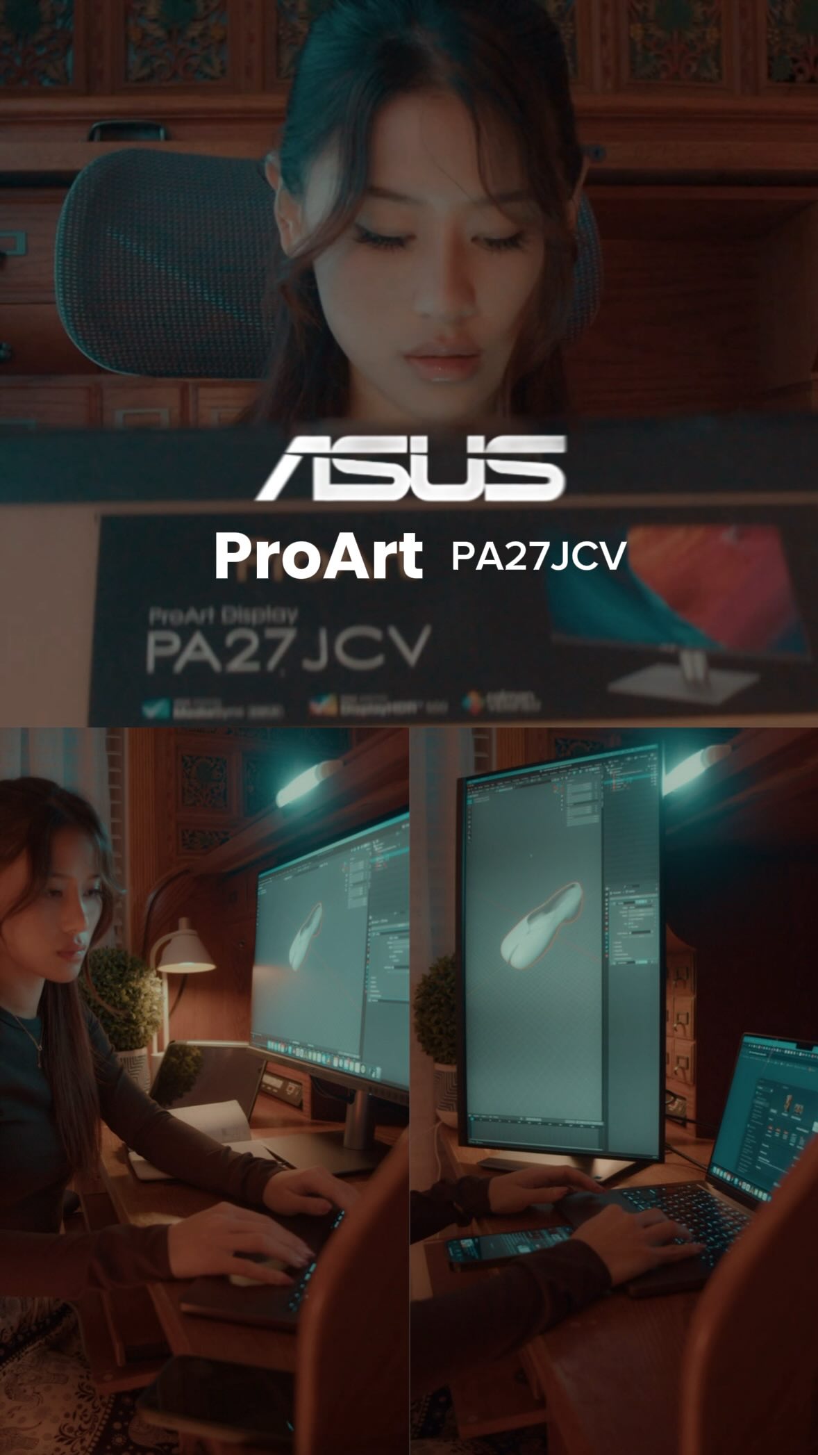 Instagram post by @nari.jpeg for ASUS. Caption reads: Temporarily back to where it all started + with my....