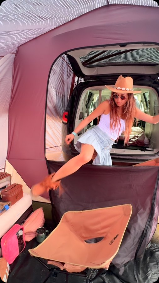 Instagram post by @annnsvan for Coachella. Caption reads: I survived car camping at Coachella, and trust me,....