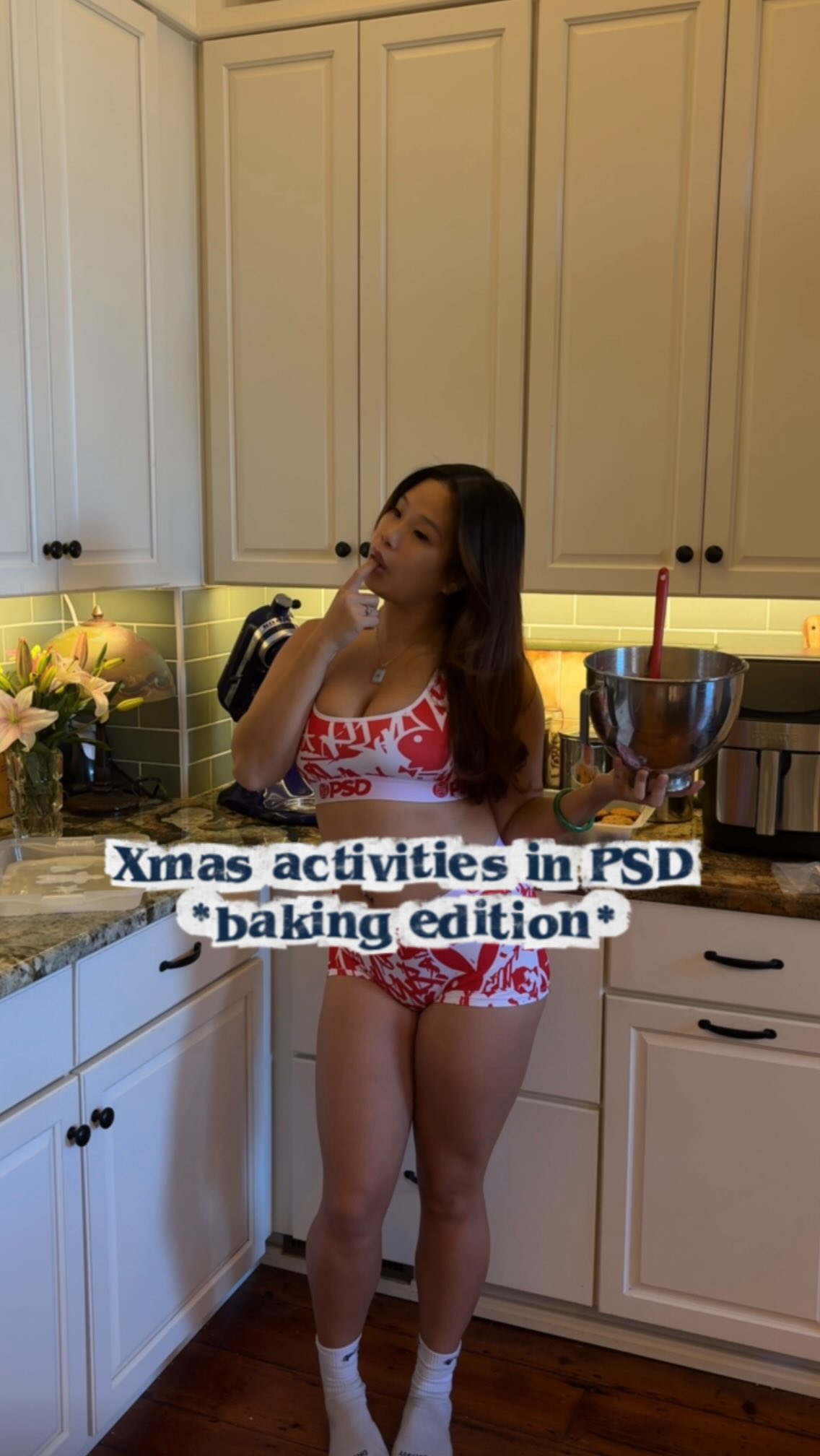 Instagram post by @quinlinnn for PSD Underwear. Caption reads: baking my way into the holiday season in my PSD....
